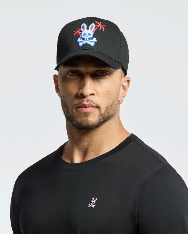 Psycho Bunny Accessories Men's Los Angeles Baseball Cap cappellino nero in cotone