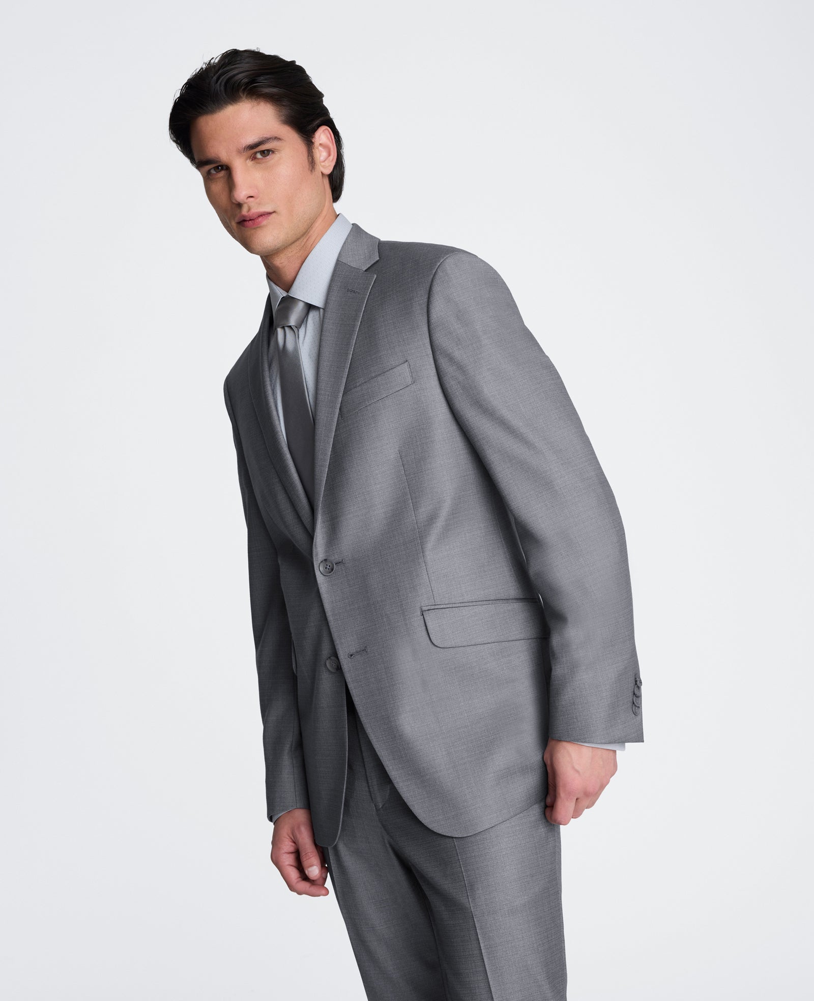 Kenneth Cole Reaction Clothing Slim-Fit Stretch Suit Separate Jacket giacca grigio chiaro