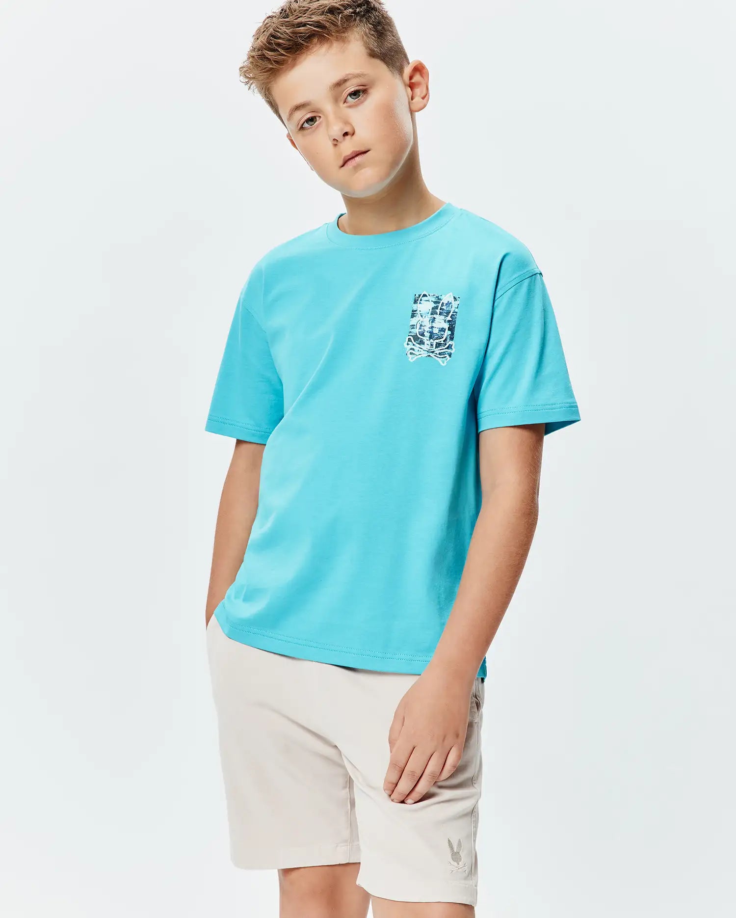 Psycho Bunny Kids Tees Isaac Oversized Tee maglietta bambino blu Maui