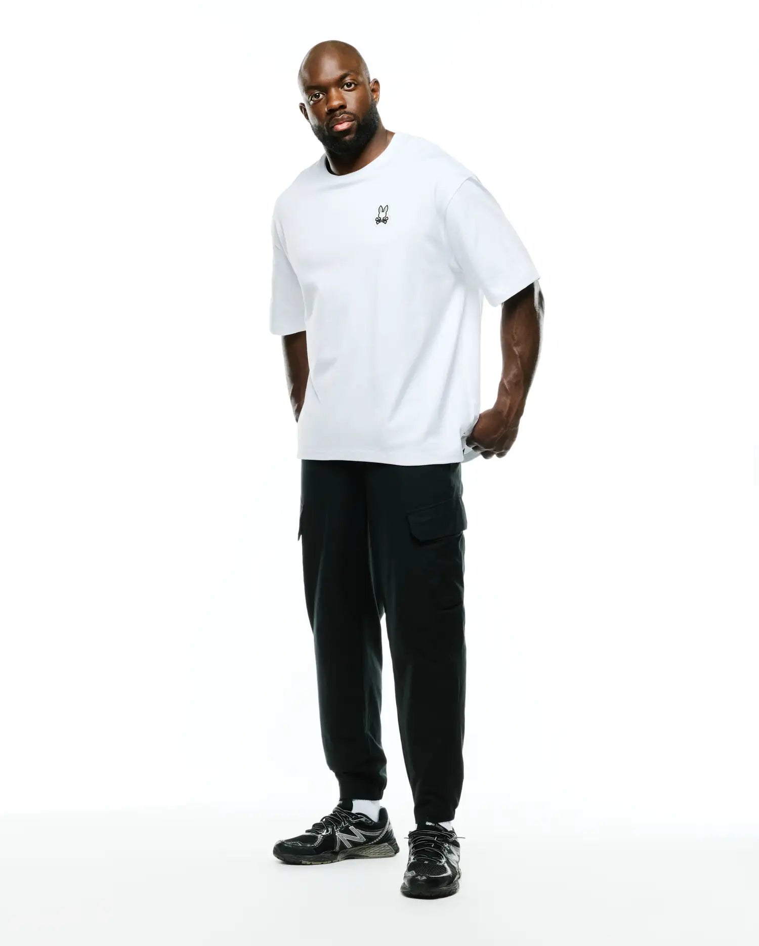 Psycho Bunny Big & Tall BIG AND TALL JAYDON OVERSIZED-FIT TEE t-shirt bianca 1XL-6XLT cotone pesante