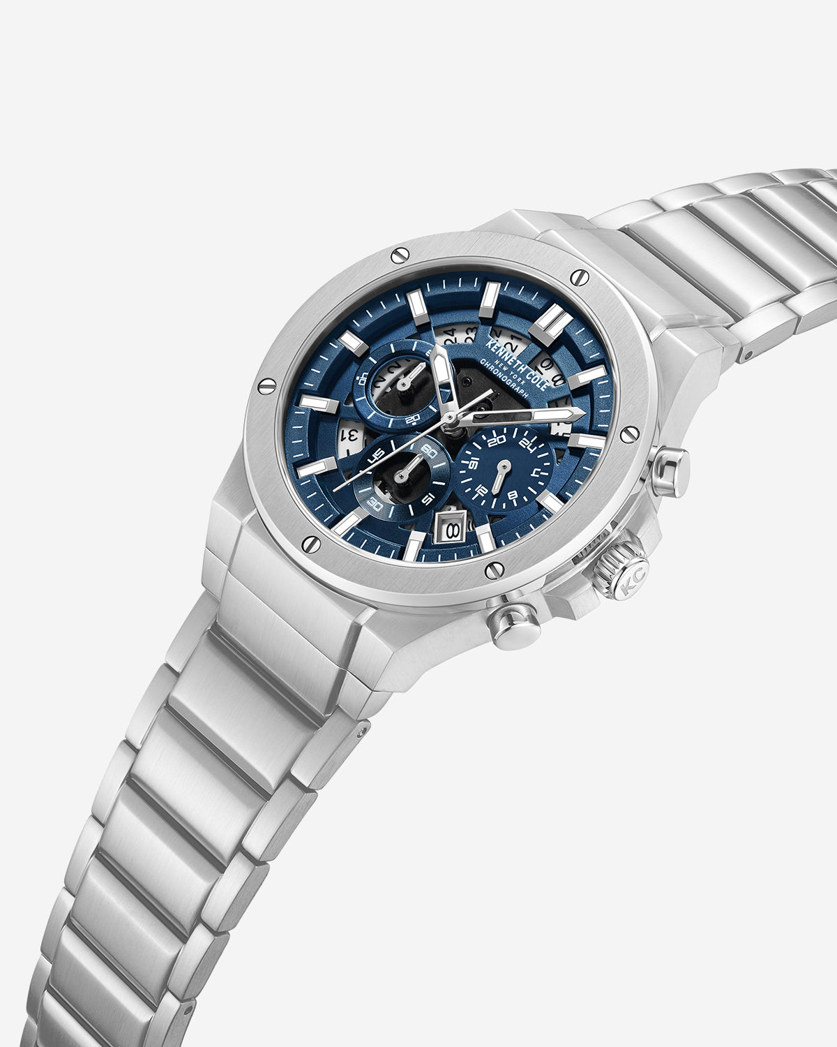 Kenneth Cole Reaction Watches Classic Bracelet Watch With Date Disc orologio Silver