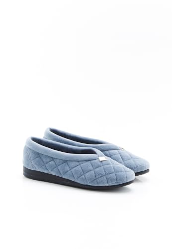 Damart Calzature pantofole da donna in velluto trapuntato blu