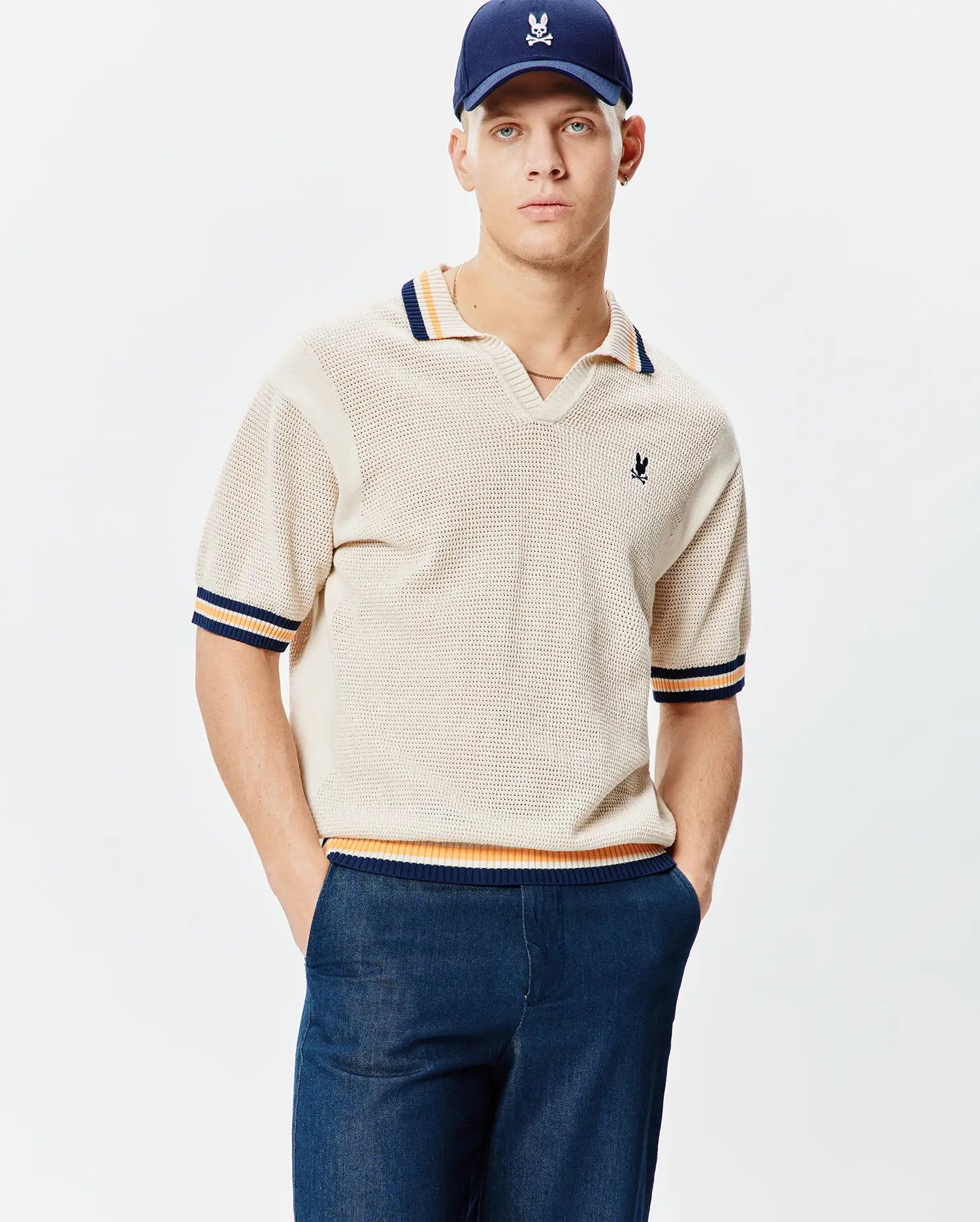 Psycho Bunny Men's Polos Theros Knit Polo MT0100164 polo beige