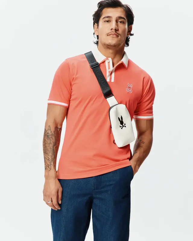 Psycho Bunny Men's Polos Ridley Performance Pique Polo arancione