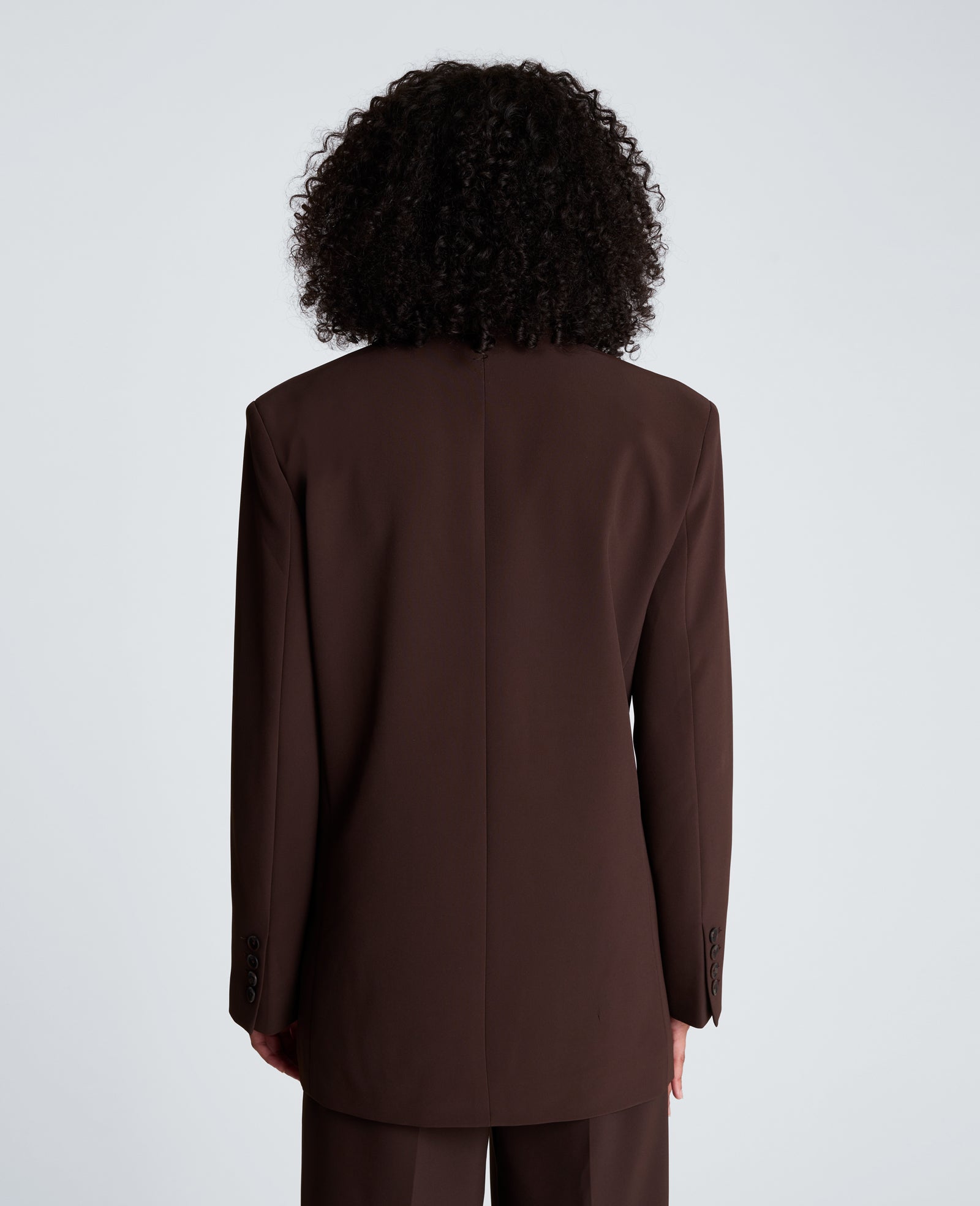 Kenneth Cole Reaction Clothing Three Button Boyfriend Jacket with Flap Pockets blazer marrone twill