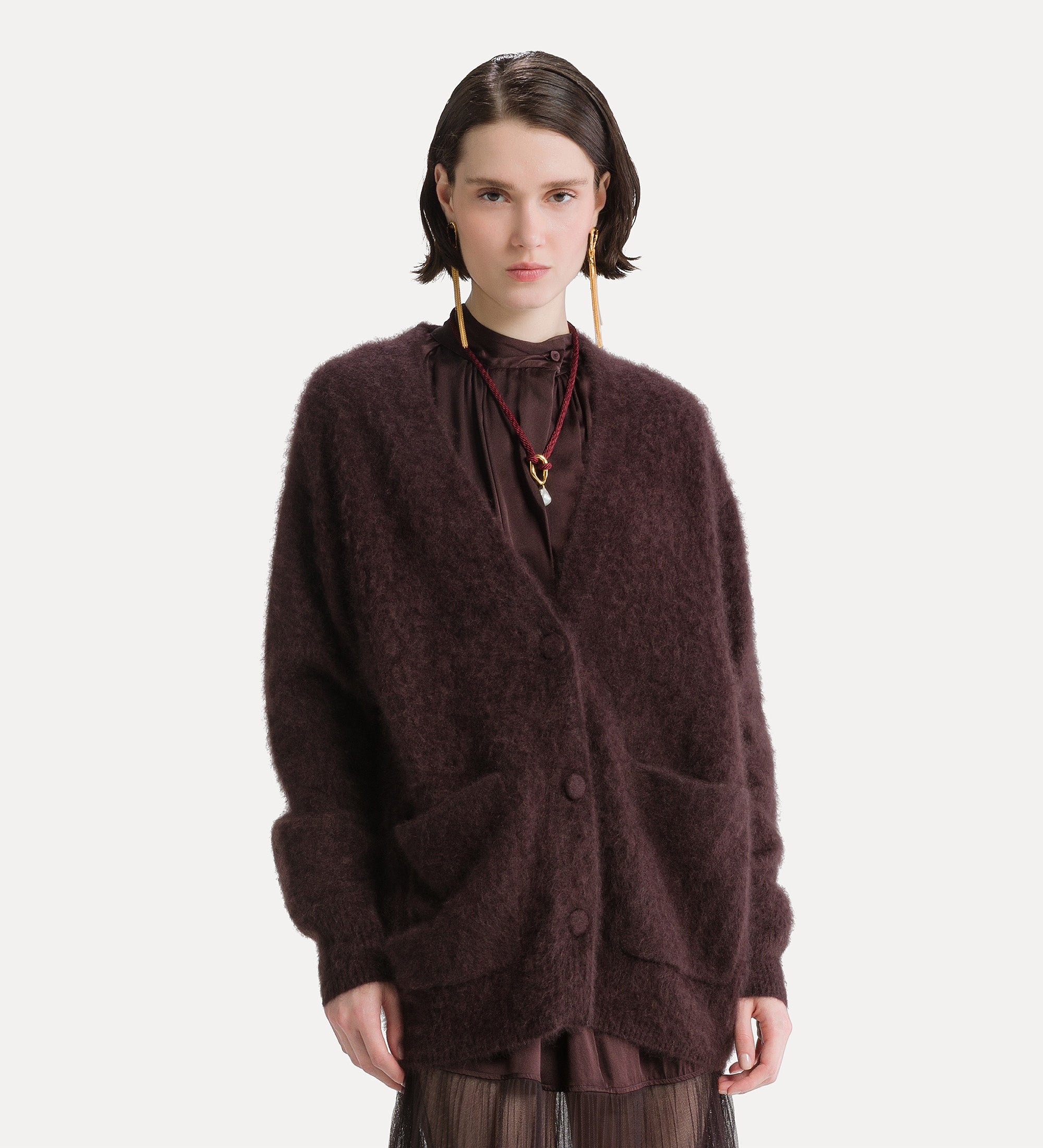 Forte maglieria cardigan oversized cashmere Fondant marrone