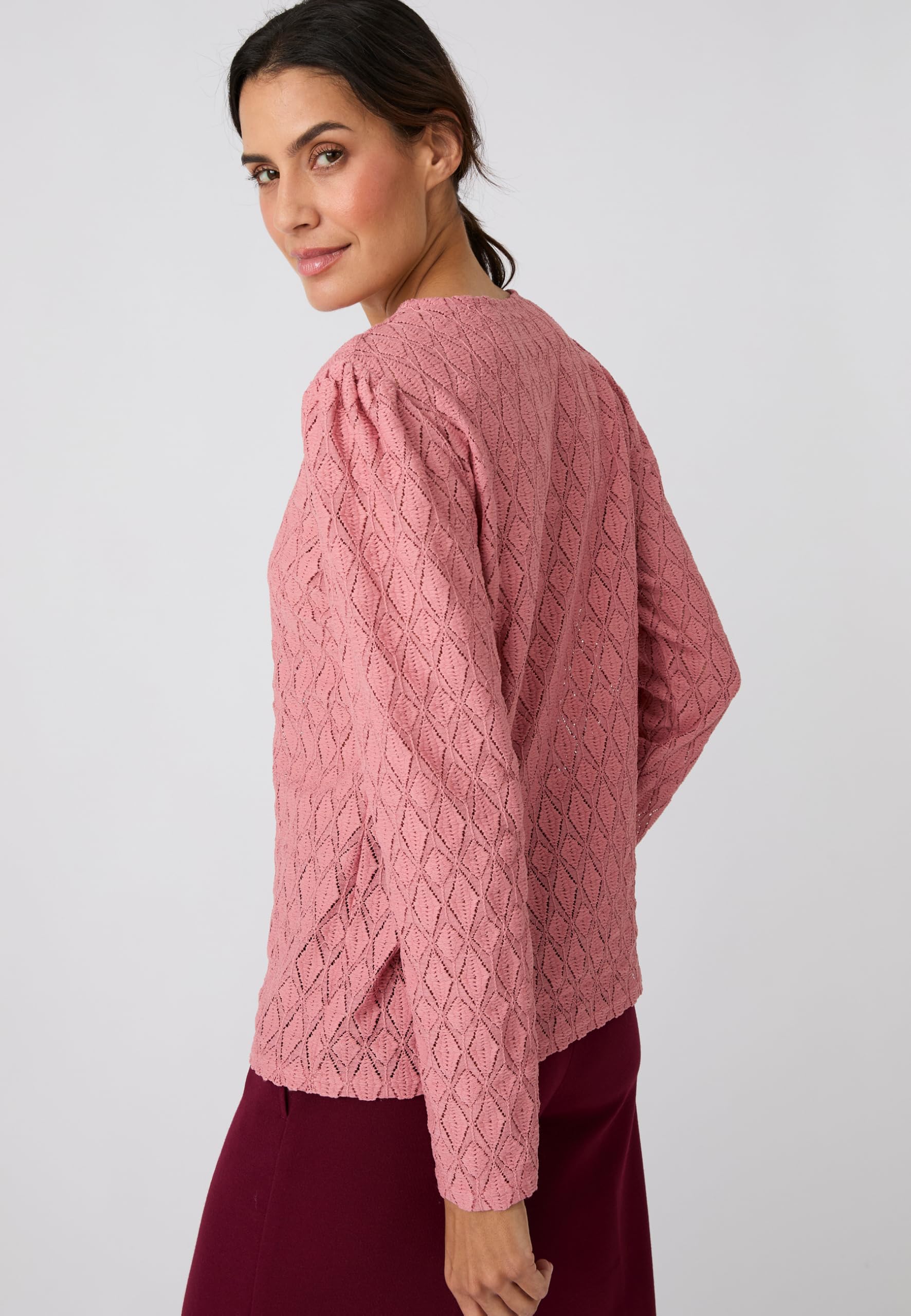 Damart Prêt-à-porter T-shirt in maglia testurizzata rosa antico 38-40