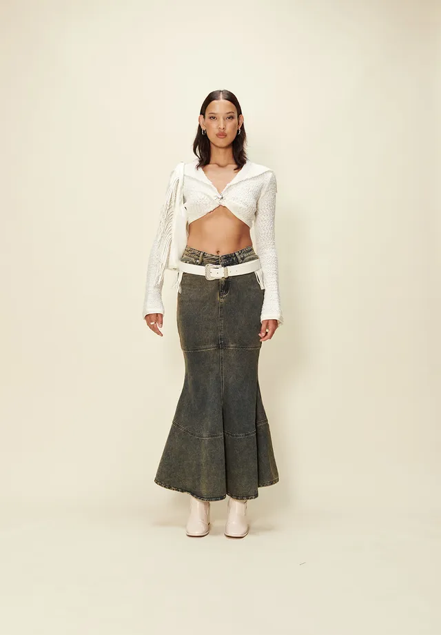 House Of Sunny Women's Skirts Courtyard Tulip Skirt gonna denim svasata