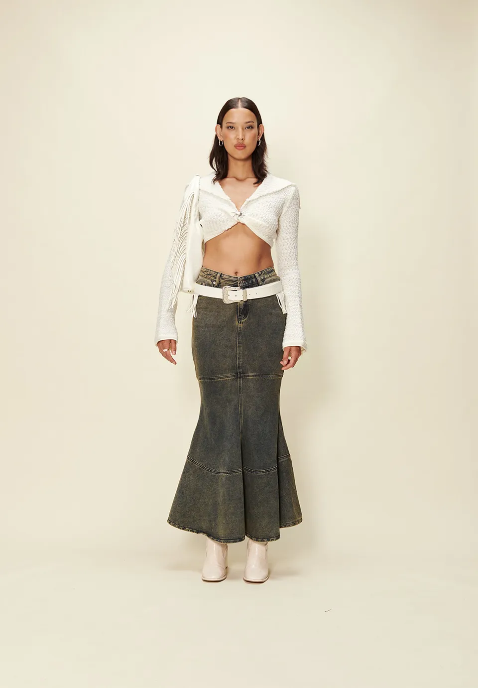 House Of Sunny Women's Skirts Courtyard Tulip Skirt gonna denim svasata