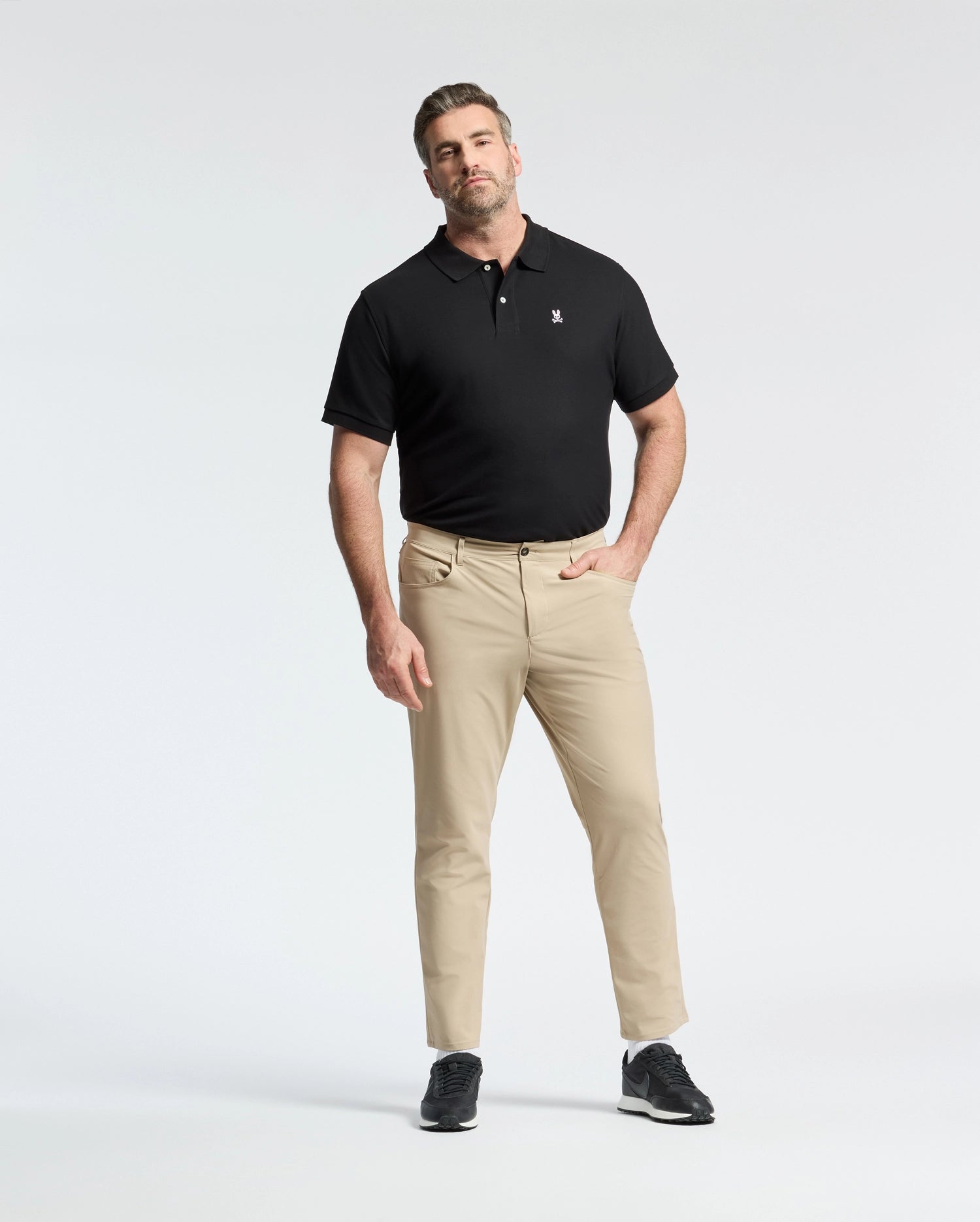 Psycho Bunny Big & Tall Classic Pique Polo Shirt polo nera taglie forti cotone Pima