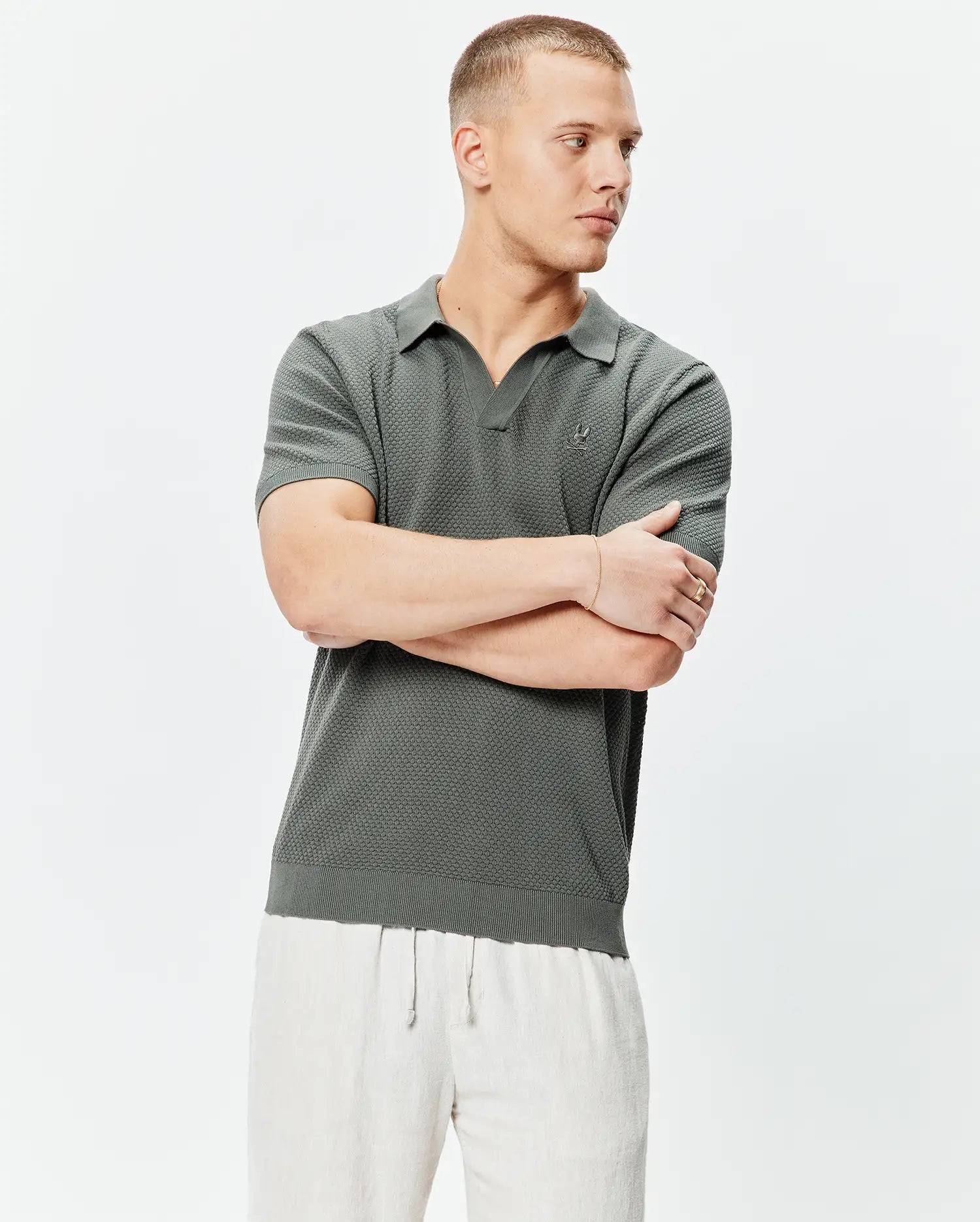Psycho Bunny Men's Polos Devon Knit Polo MT0100169 polo verde cotone