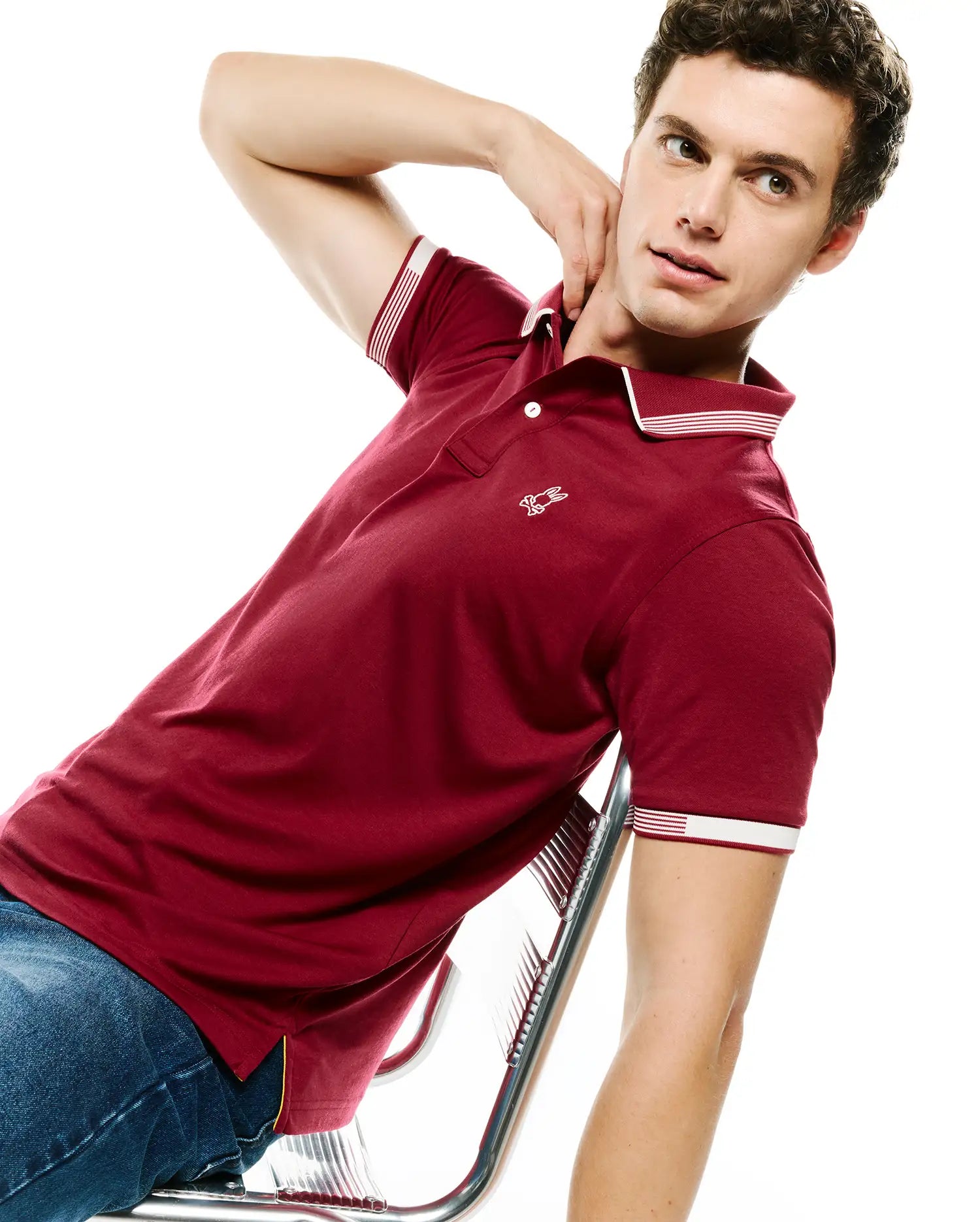 Psycho Bunny Men's Polos Timmy Interlock polo rossa regular