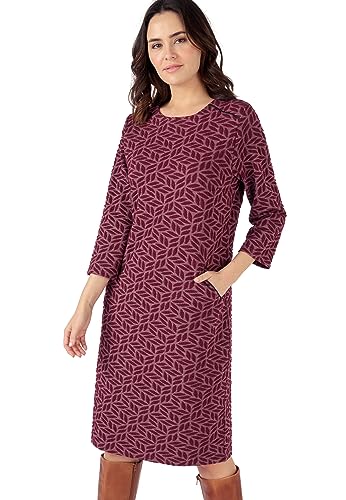 Damart Prêt-à-porter Abito da donna in maglia jacquard dritto rosso bordeaux 38