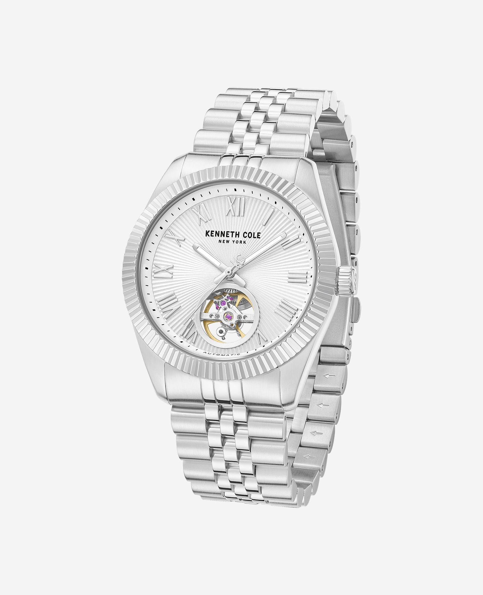 Kenneth Cole Reaction Watches Open Heart Automatic Bracelet Watch orologio Silver, automatico