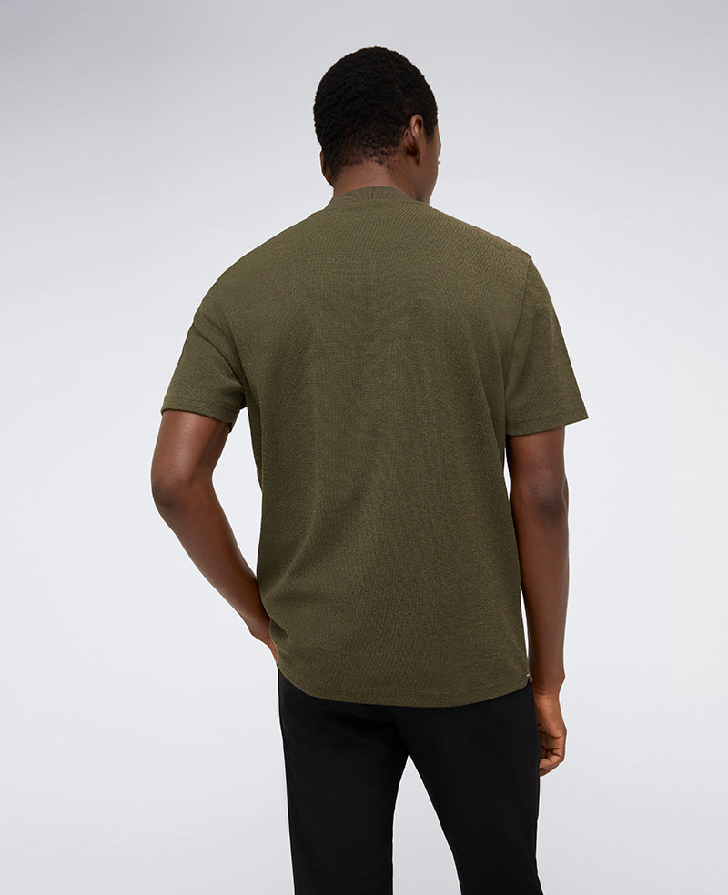 Kenneth Cole Reaction Clothing Performance Band-Collar Henley maglia verde scuro stretch