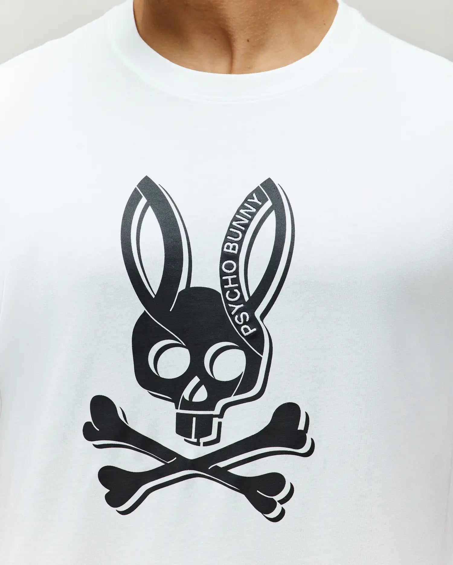 Psycho Bunny Men's Tees Serge Embroidered Bunny Graphic Tee T-shirt White