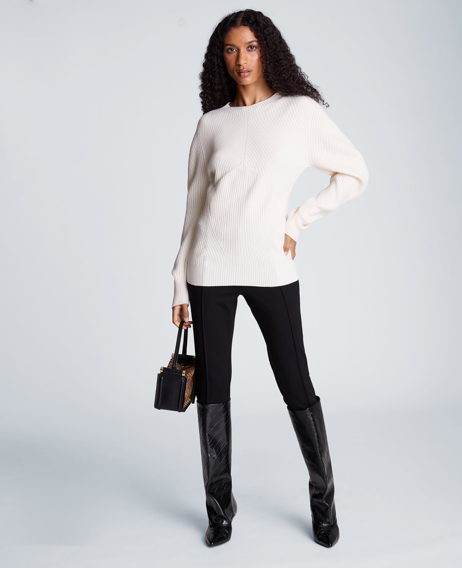 Kenneth Cole Reaction Clothing Mock Neck Seamless Traveling Ribbed Sweater maglione Oyster in poliestere