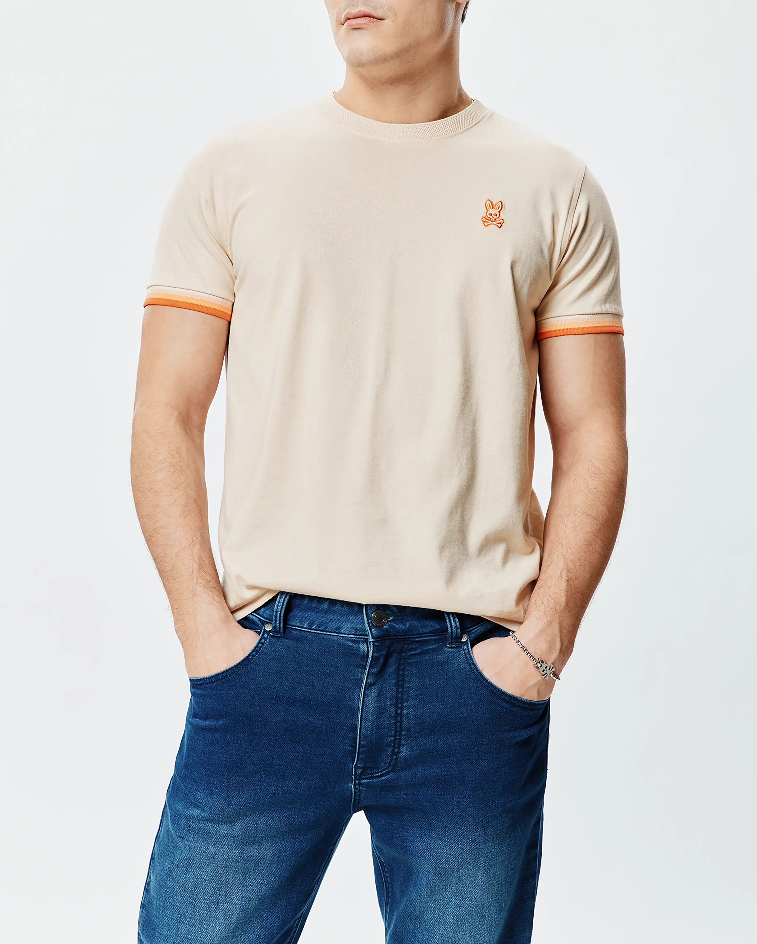 Psycho Bunny Holden Tee t-shirt beige XXS-XXXL in cotone Pima