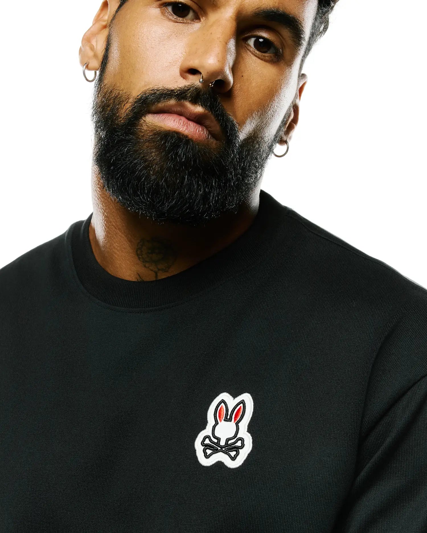 Psycho Bunny Men's Tees Jaydon Pima Cotton Oversized-Fit Tee maglietta nera in cotone Pima