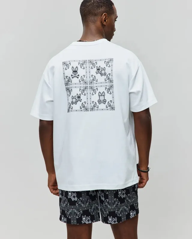 Psycho Bunny Men's Tees Men's Luke Back Graphic Tee MT0200233 t-shirt bianca