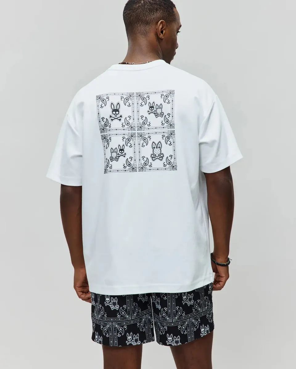 Psycho Bunny Men's Tees Men's Luke Back Graphic Tee MT0200233 t-shirt bianca