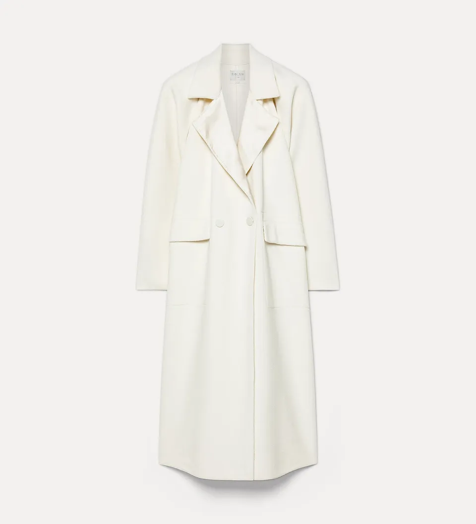 Forte capispalla e kimono long double-breasted cape-style coat cappotto bianco