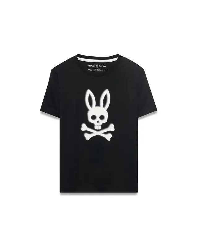 Psycho Bunny Kids Tees Emmanuel Graphic Tee KT0200240 maglietta nera Pima