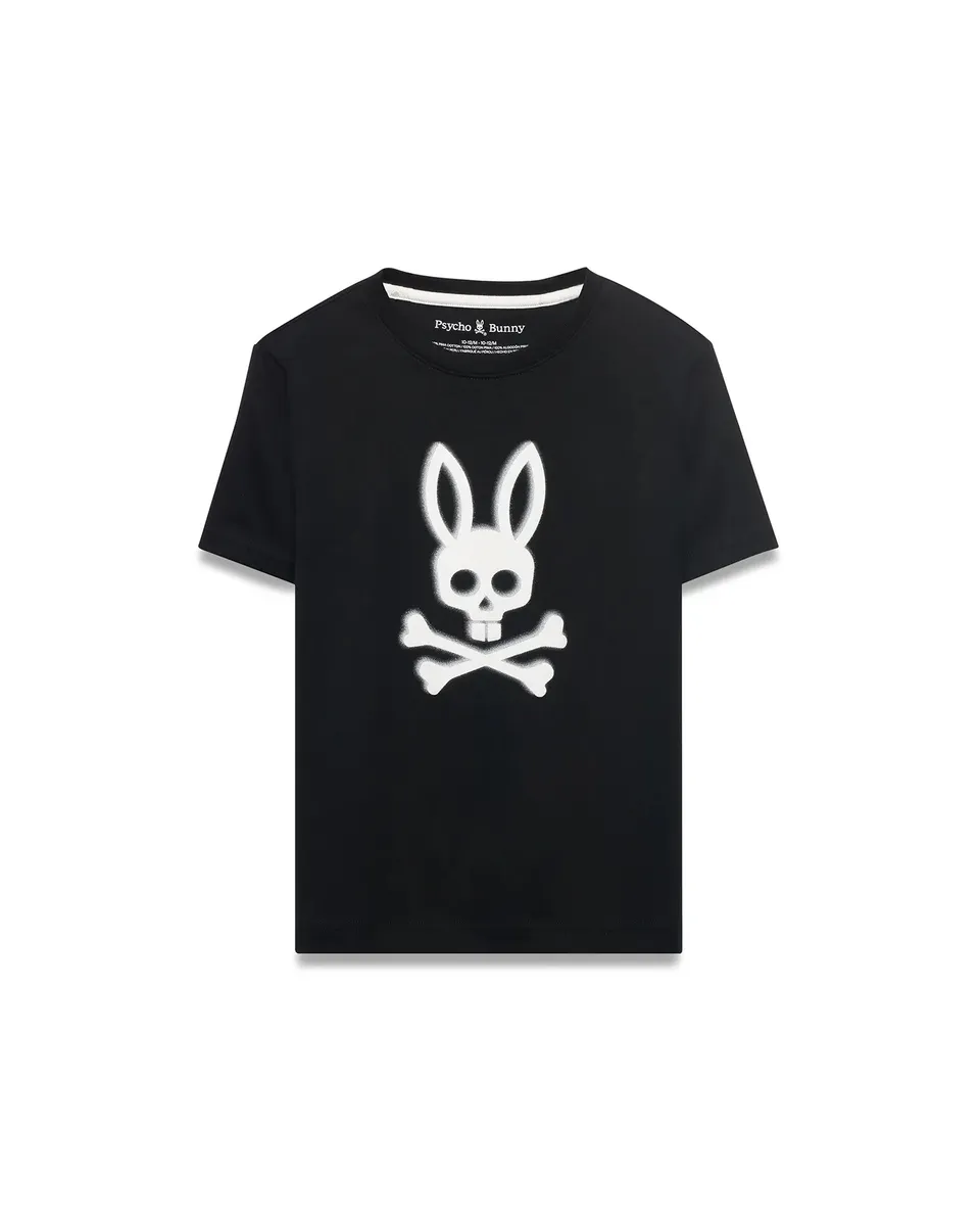 Psycho Bunny Kids Tees Emmanuel Graphic Tee KT0200240 maglietta nera Pima