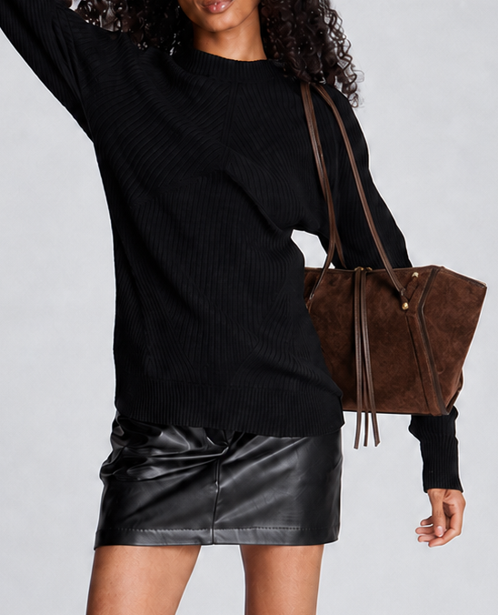 Kenneth Cole Reaction Bags Highline East/West Top Zip Tote borsa tote cioccolato in pelle scamosciata