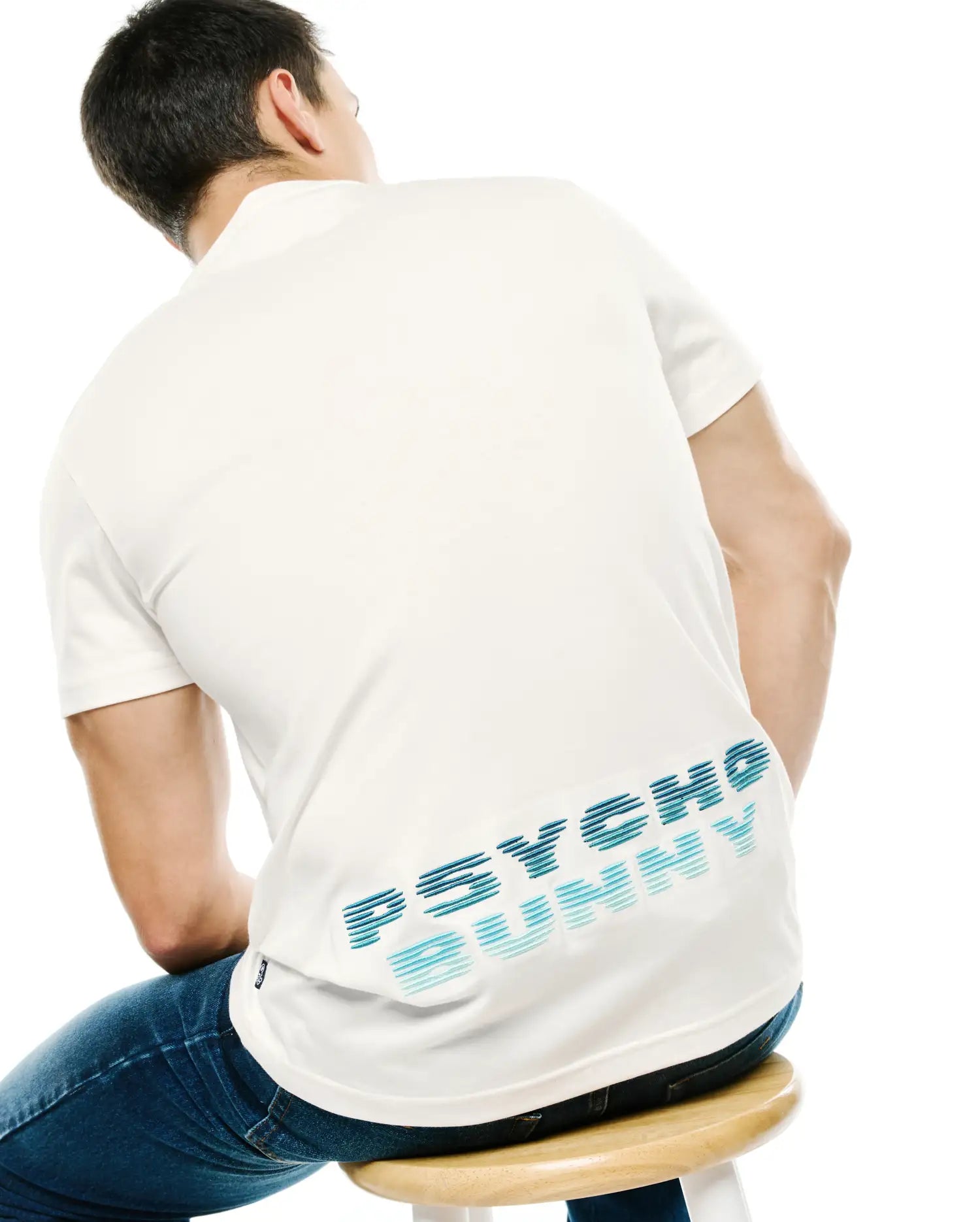 Psycho Bunny Men's Tees Slade Bunny Graphic Tee MT0200452 T-shirt ecru in cotone Pima