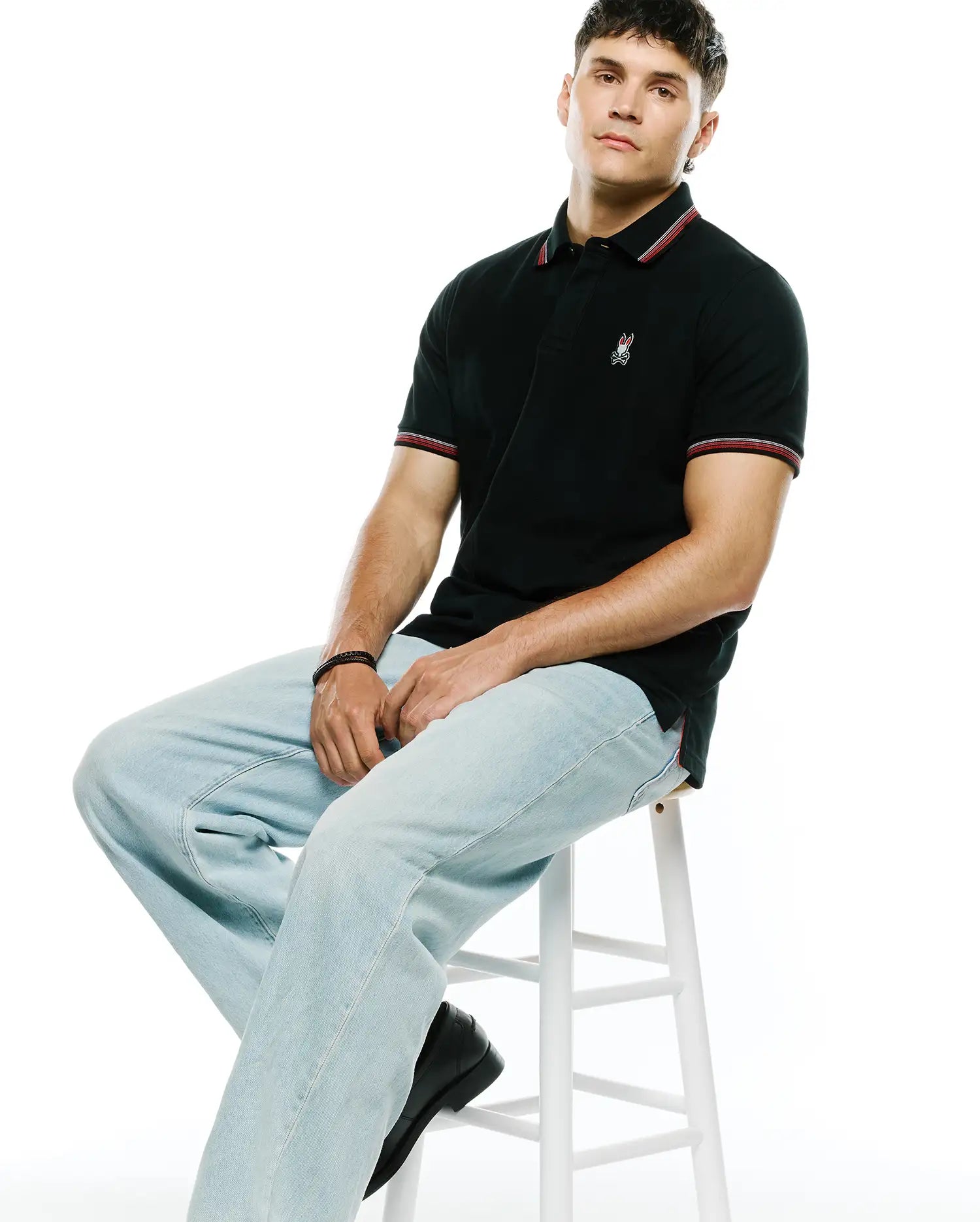 Psycho Bunny Men's Polos Jaydon Pima Piqué Polo polo nera 001 Black