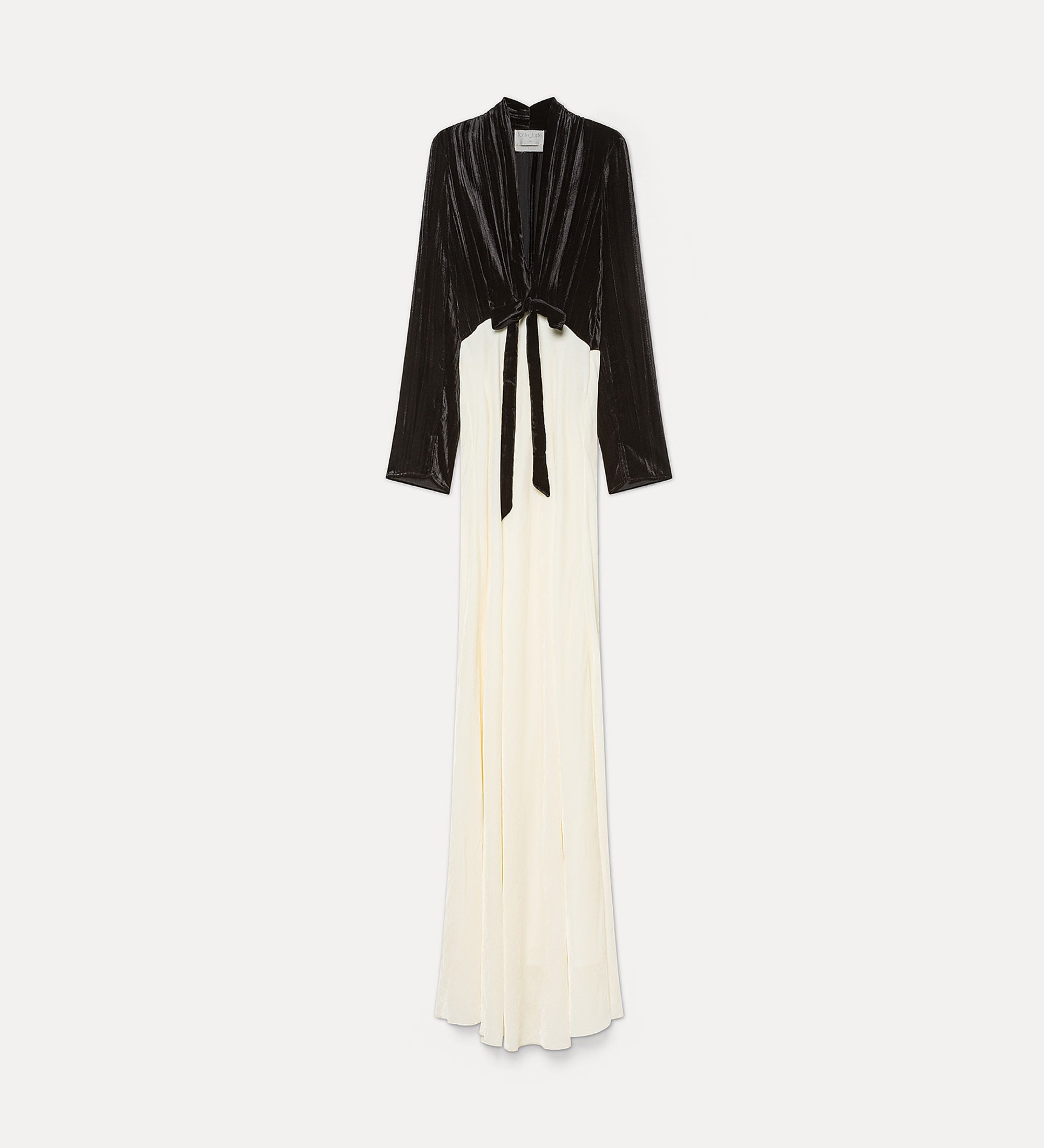 Forte abiti Velvet and Cupro Dress with Lace black abito lungo