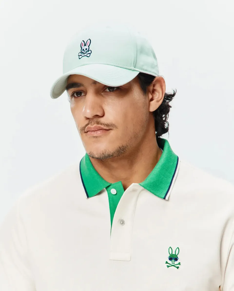 Psycho Bunny Accessories Classic Baseball Cap cappellino verde in cotone