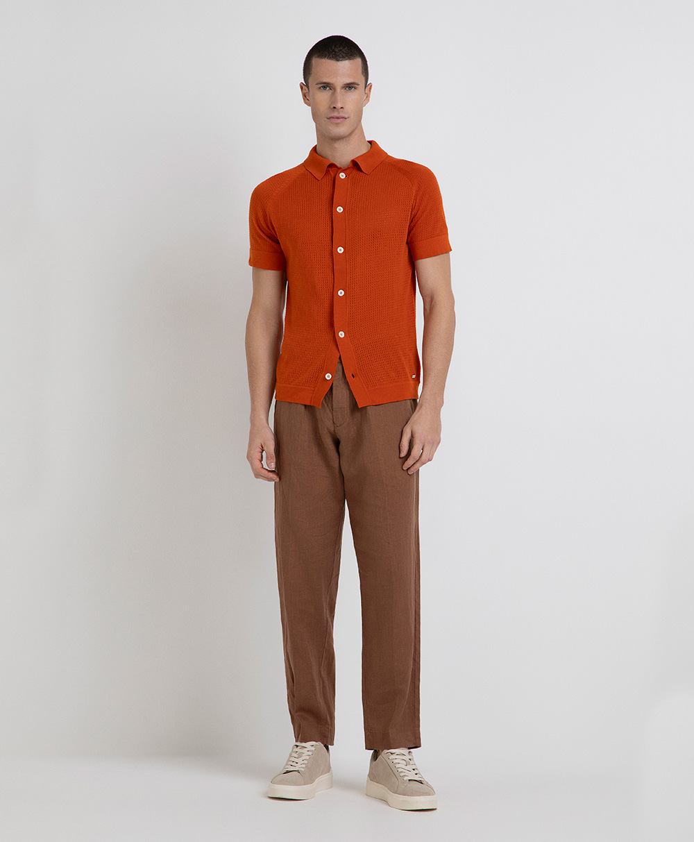 Markup Uomo Maglieria Camicia mezza manica traforata camicia uomo