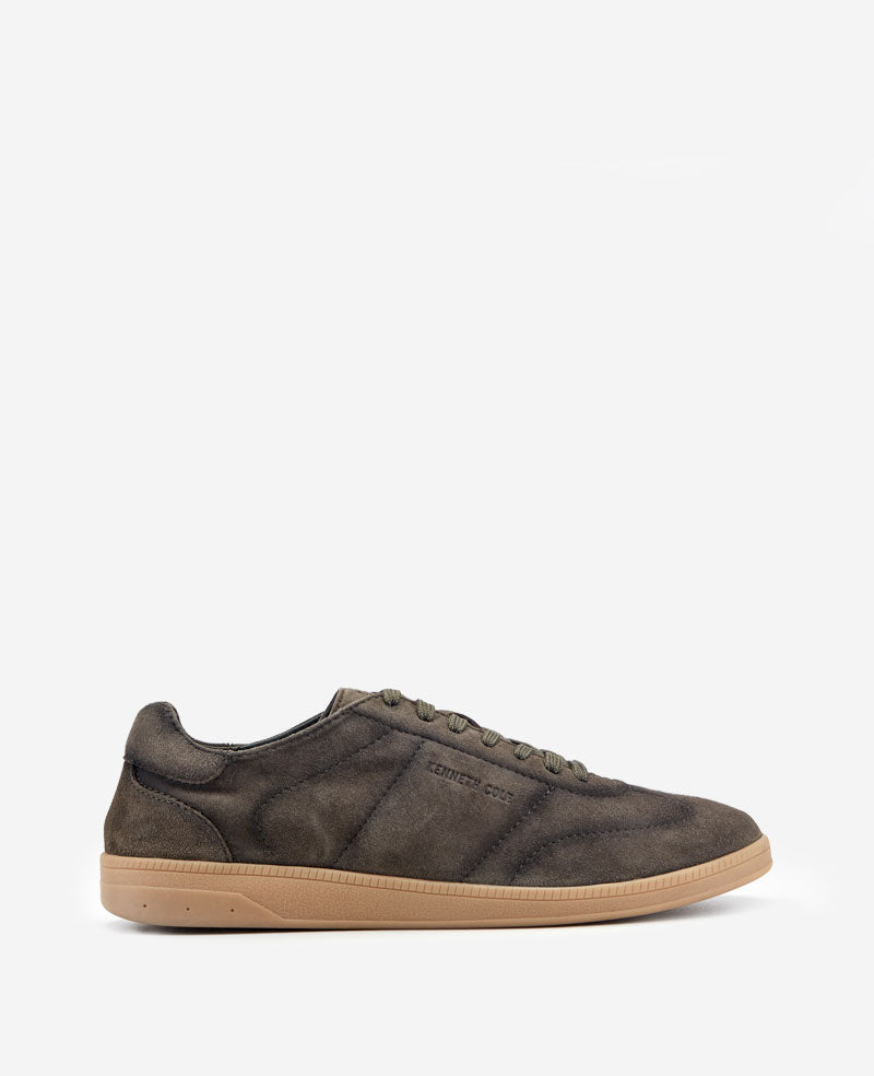Kenneth Cole Reaction Mercer Lace-up sneaker verde in camoscio con soletta removibile