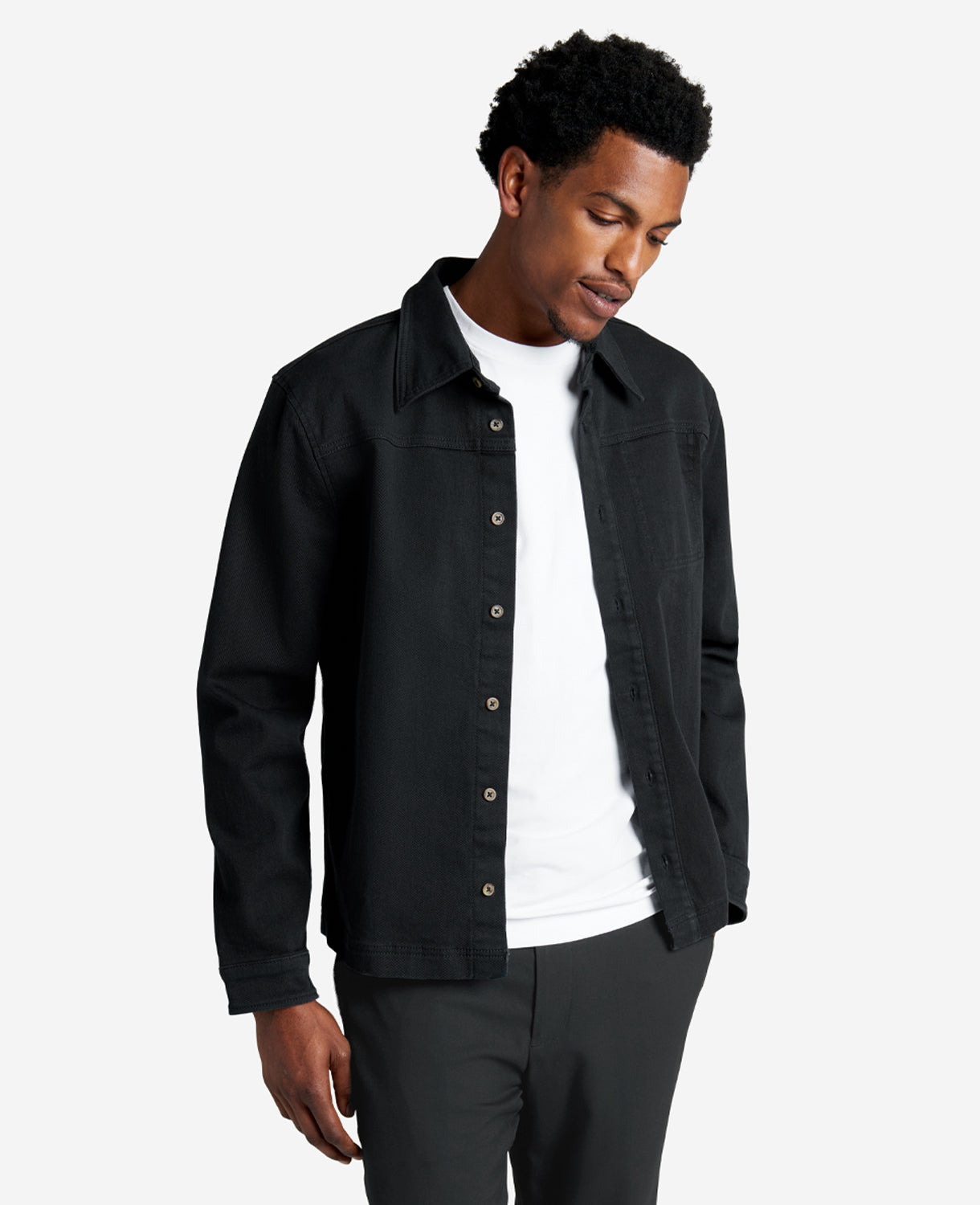 Kenneth Cole Reaction Clothing Stretch Shirt Jacket giacca camicia nera