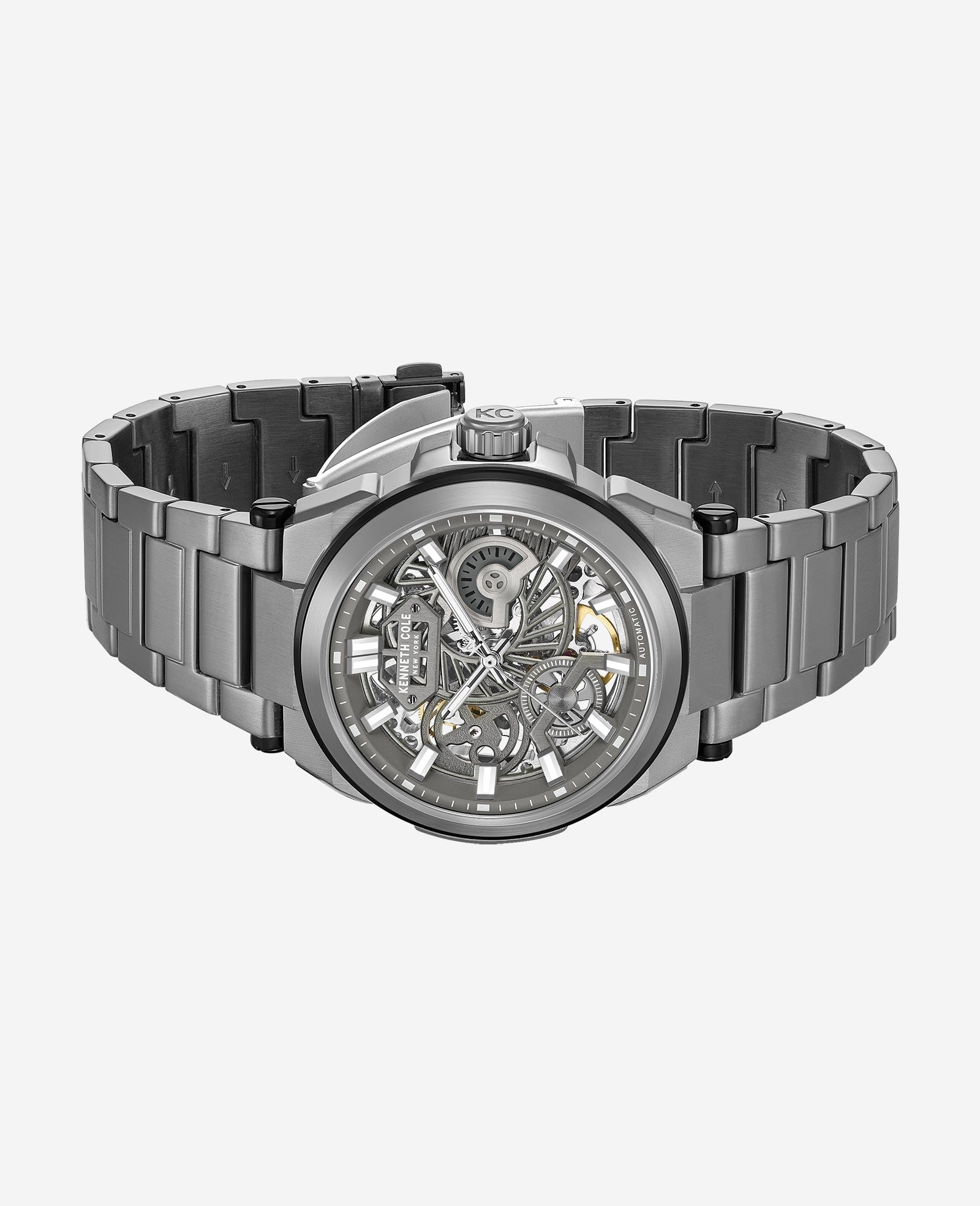 Kenneth Cole Reaction Skeleton Automatic Bracelet Watch orologio automatico grigio scuro