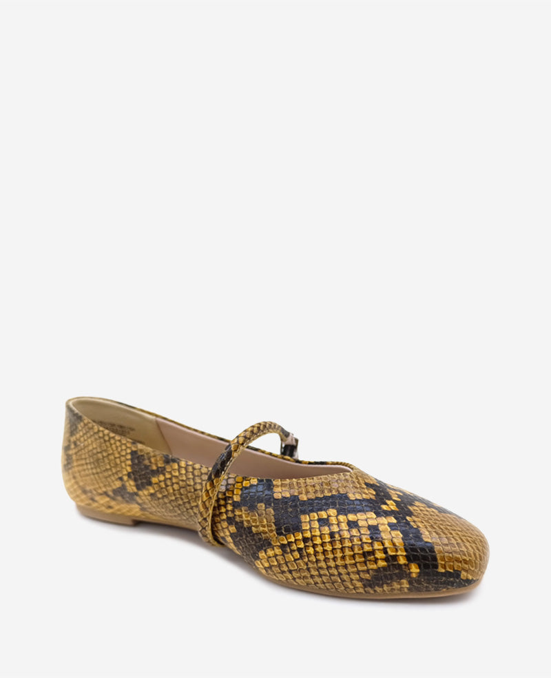 Kenneth Cole Reaction Shoes Magnolia Snakeskin Leather Ballet Flat ballerine Brown Snake, pelle