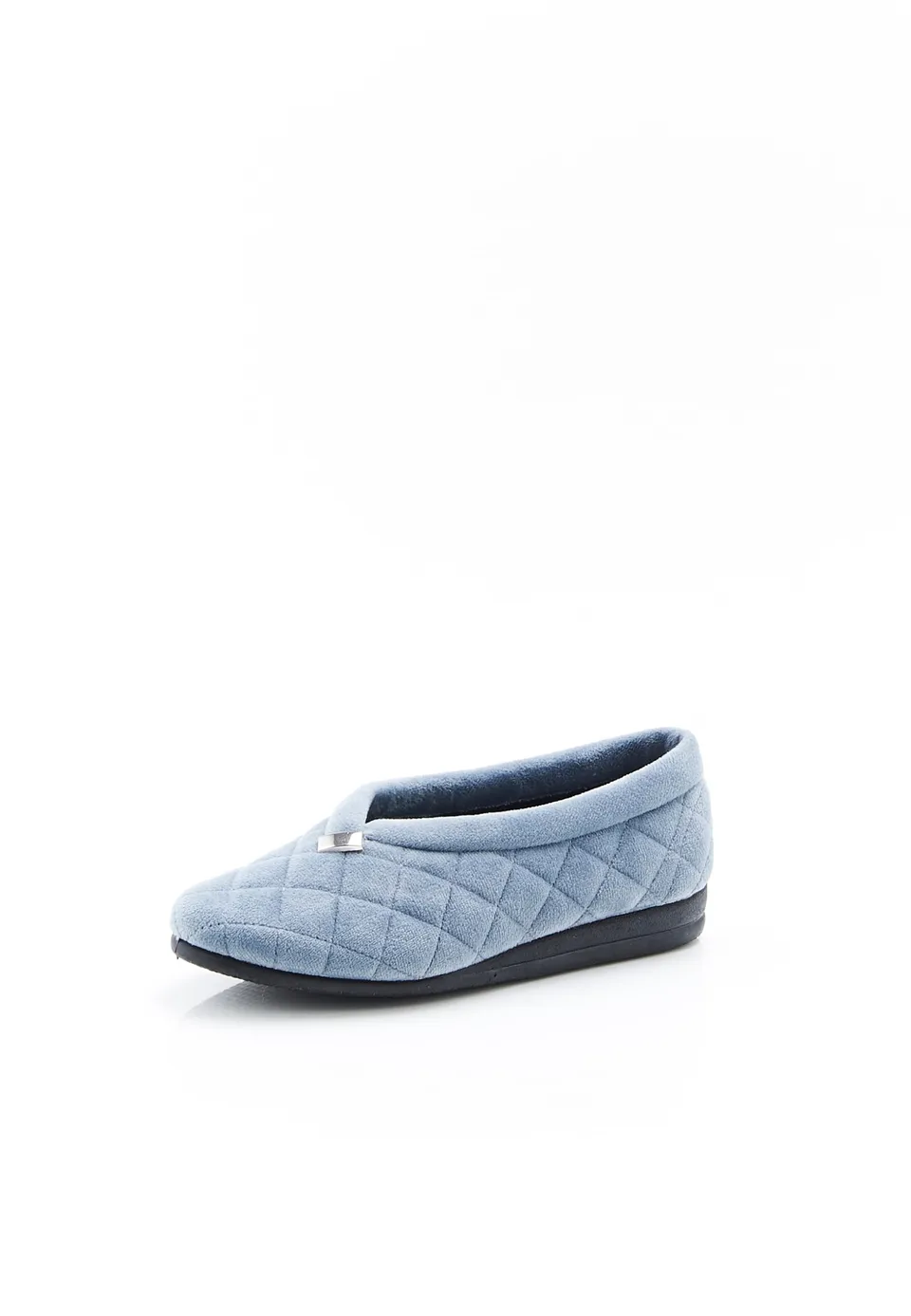Damart Calzature pantofole da donna in velluto trapuntato blu