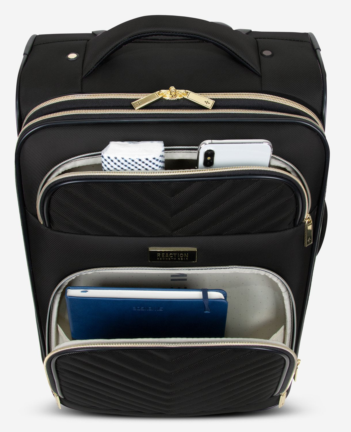 Kenneth Cole Reaction Luggage Chelsea Chevron Quilted Expandable Suitcase valigia nera