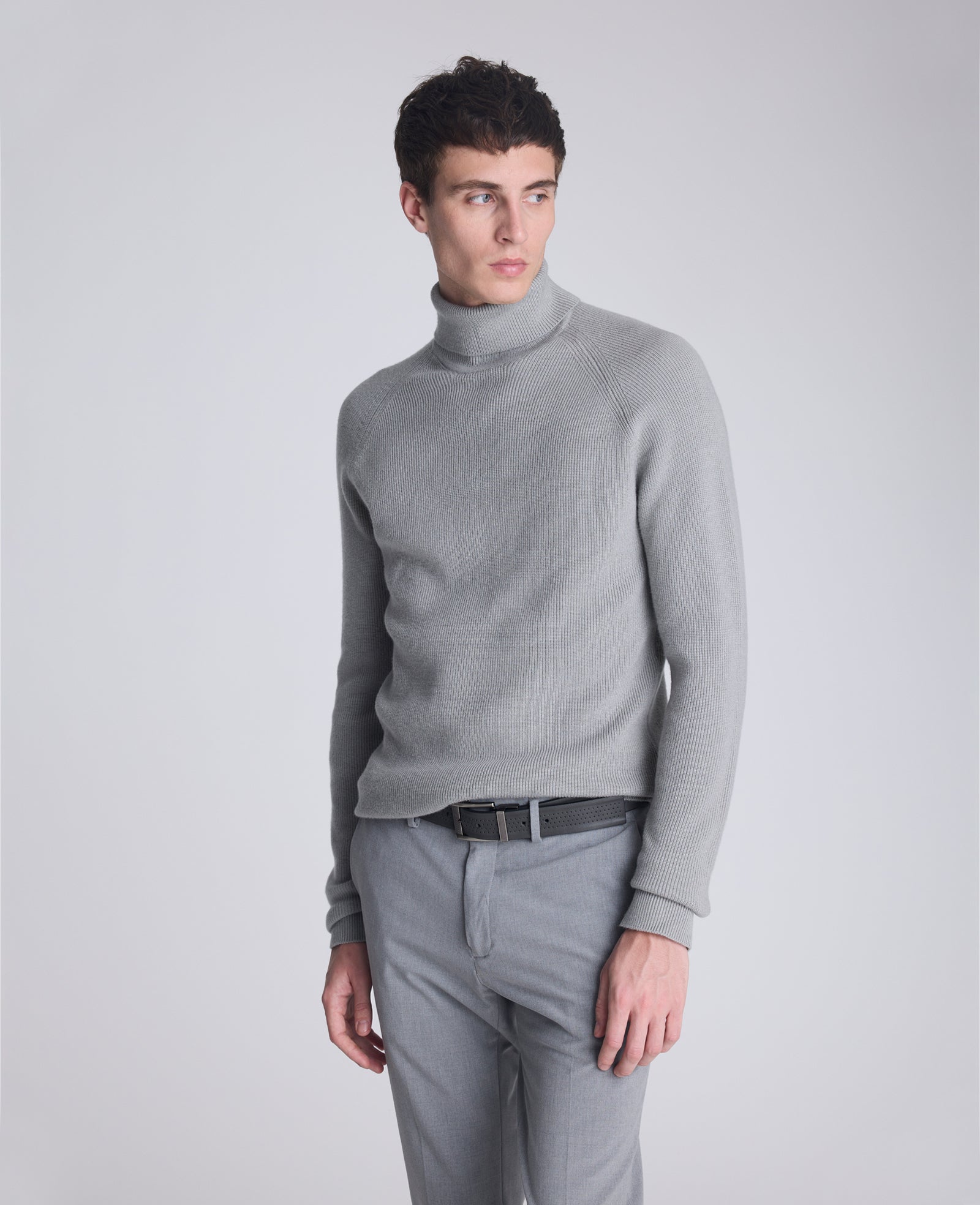 Kenneth Cole Reaction Clothing Foldover Turtleneck Sweater dolcevita grigio melange
