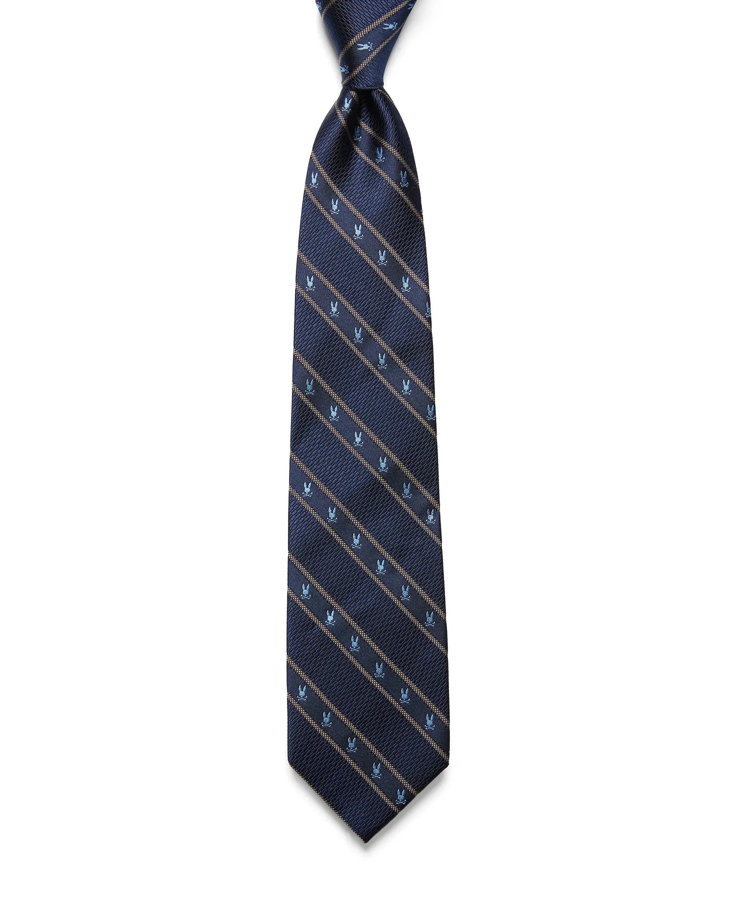 Psycho Bunny Accessories Bunny Stripe cravatta in seta blu navy