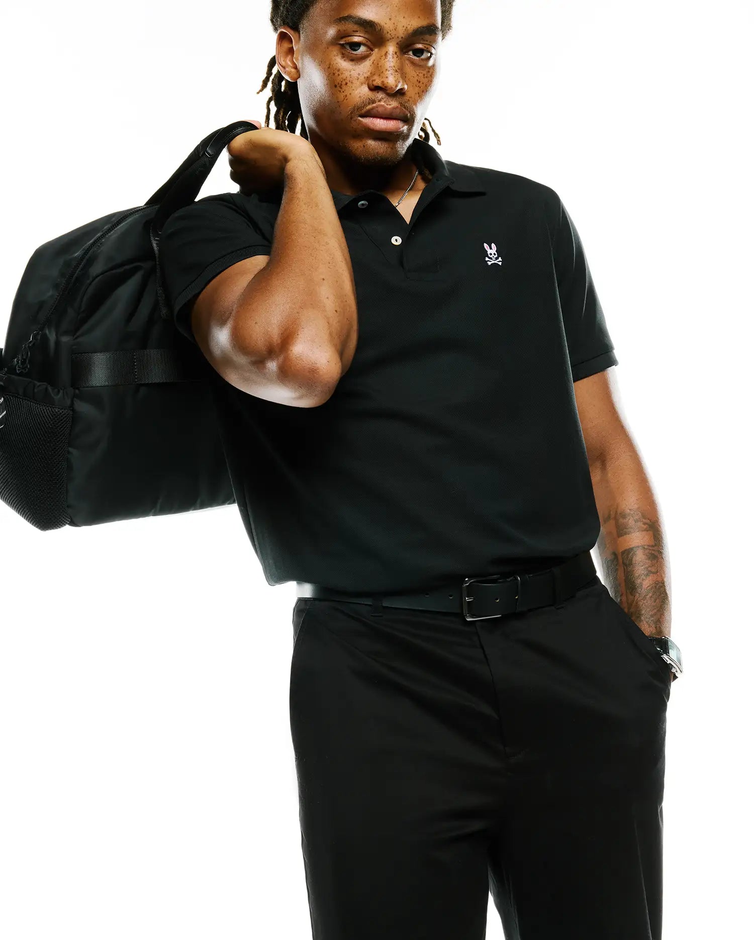 Psycho Bunny Men's Polos Classic Pique Polo Shirt B6K001ARPC polo nera