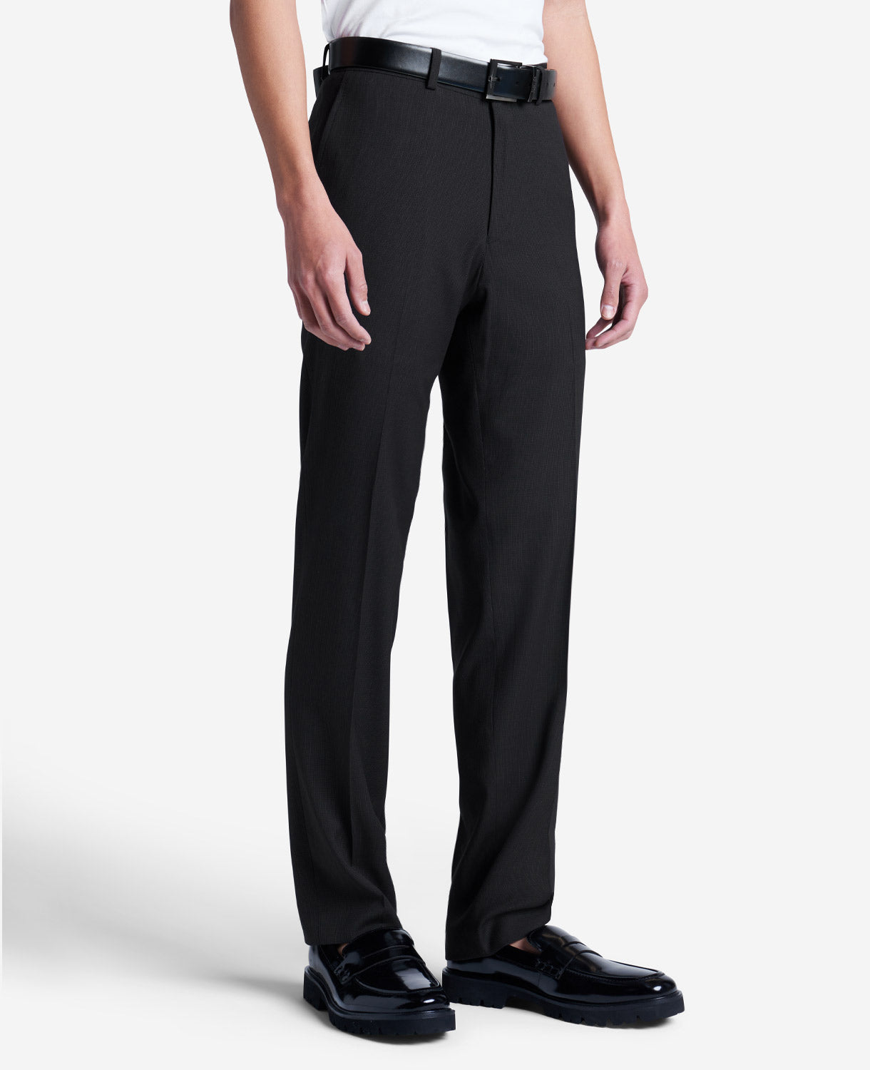 Kenneth Cole Reaction Clothing Stretch Mini Grid Slim-Fit TECHNI-COLE Dress Pant pantaloni neri