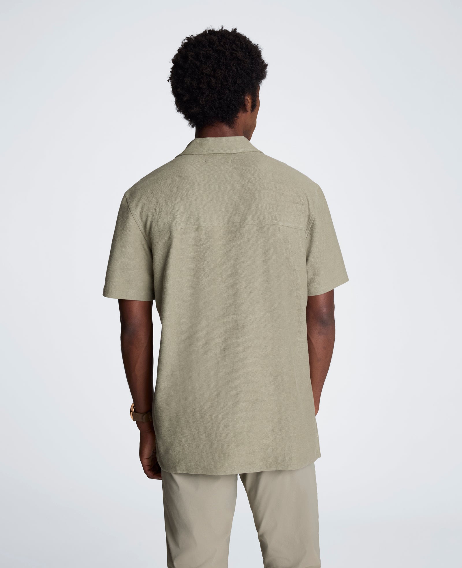 Kenneth Cole Reaction Clothing Knit Camp Shirt camicia uomo Sage in cotone stretch