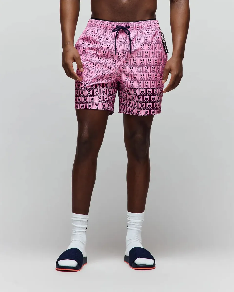 Psycho Bunny Men's Swimwear Keon Swim Trunk costume rosa XXS–XXXL 6 pollici ad asciugatura rapida