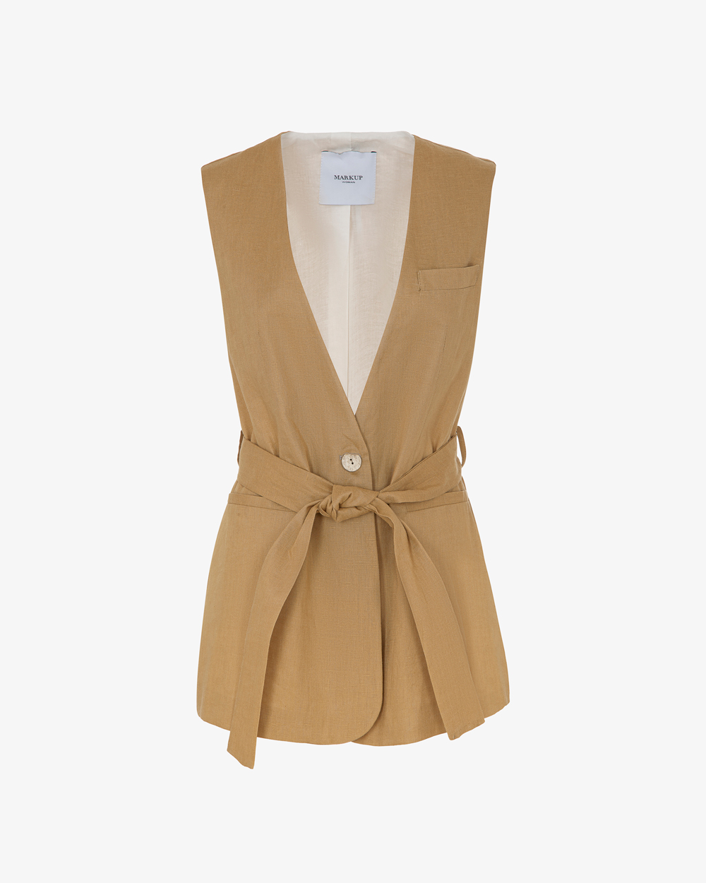 Markup Donna Giacche & Giubbotti Gilet in lino con cintura