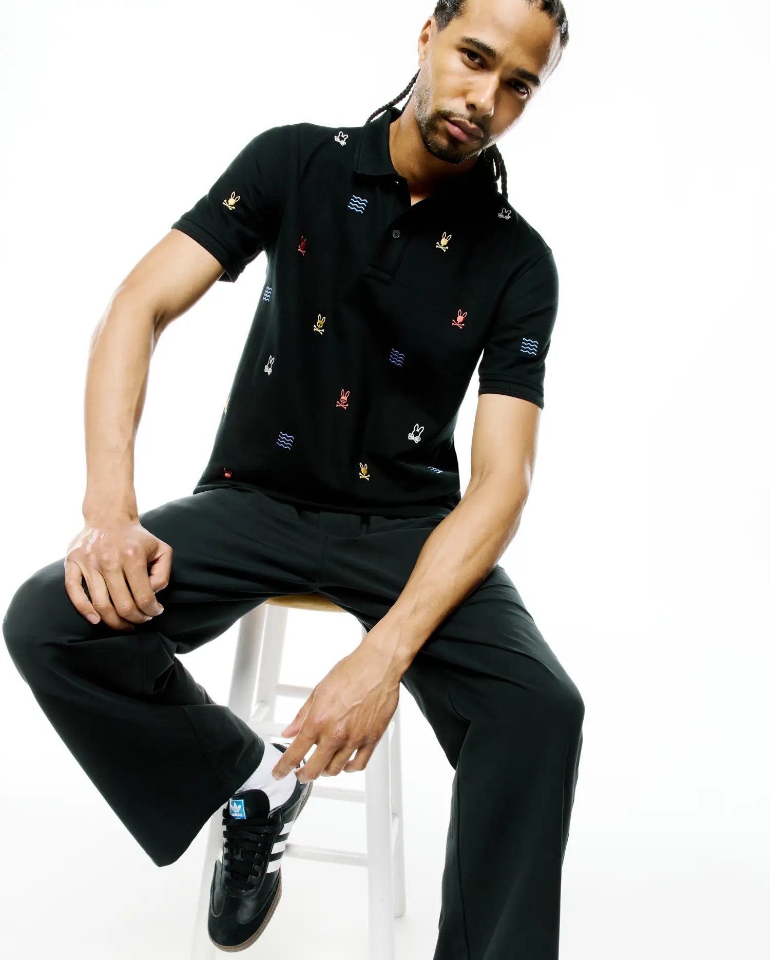 Psycho Bunny Men's Polos MENS COLIN ALL-OVER PIQUE POLO - MT0100170 polo nera