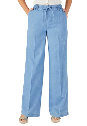 Damart Prêt-à-porter pantaloni larghi in chambray da donna blu denim medio