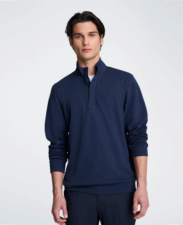 Kenneth Cole Reaction Hidden Placket Quarter Zip Sweater maglione blu navy